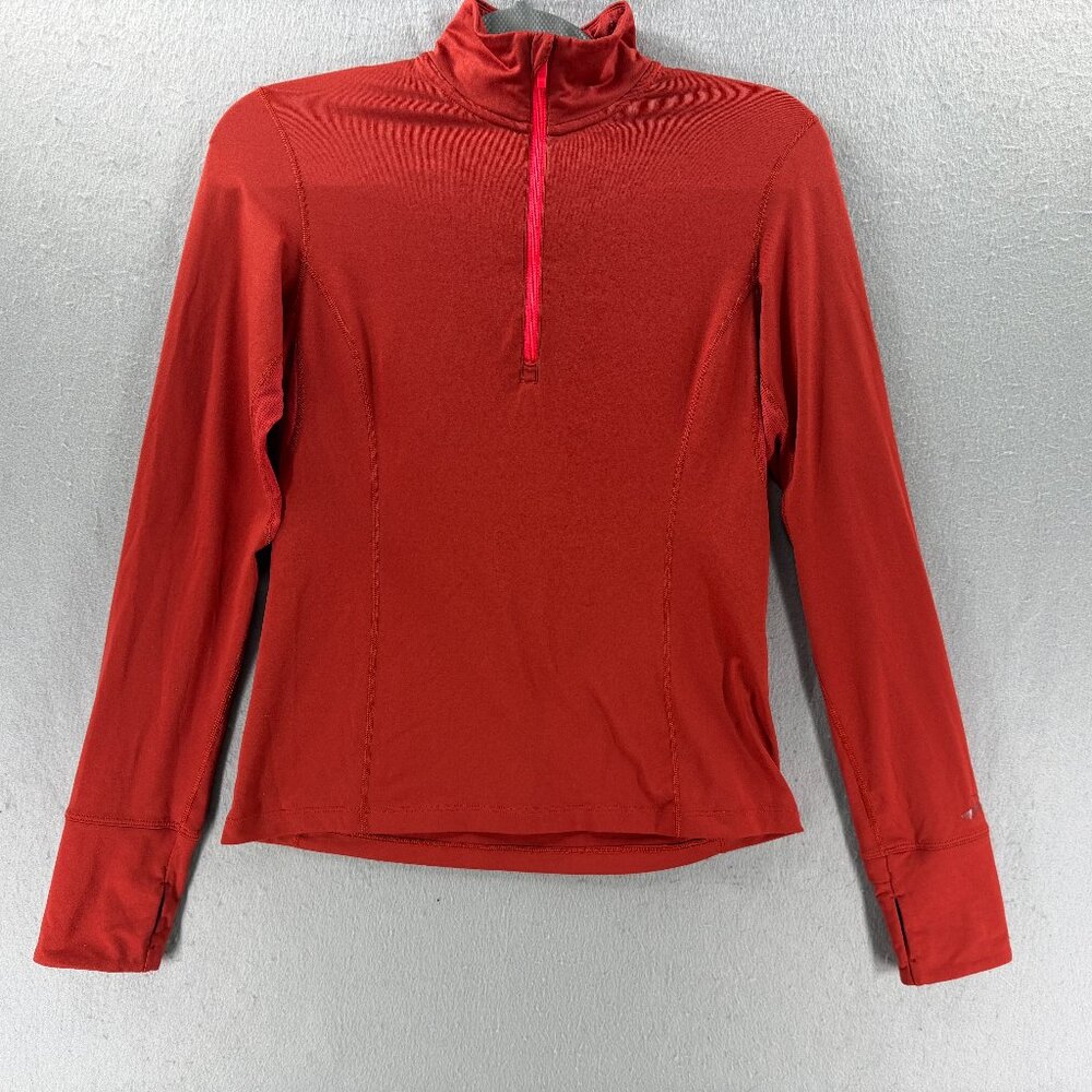 Brooks Dash 1/2 Zip Running Pullover Top Womens S Burnt Orange Pink Thumb‎ Holes